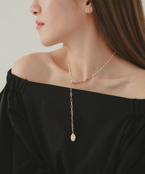 COLOR TOKYO ACCESSORIES(カラートウキョウアクセサリー)の「パール+チェーンコインロザリオネックレス(ネックレス・レディース・Silver/GOLD ・FREE)」の3枚目の写真