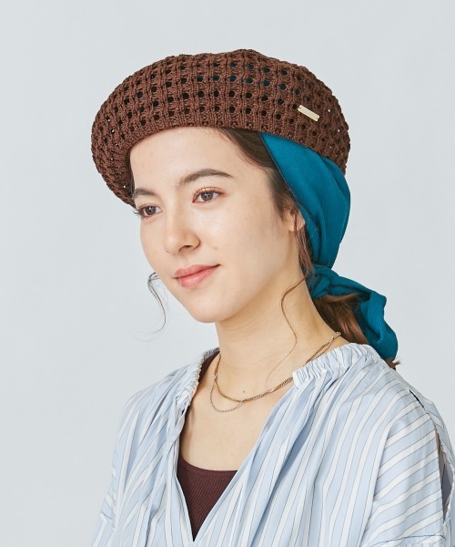 kaorinomori（カオリノモリ）の「カオリノモリ　コルベールベレー（ハンチング/ベレー帽・レディース・ホワイト/ブラック/ブラウン/ライトオレンジ系/グリーン・M/57.5cm）」の14枚目の写真