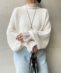 DouDou | 袖異素材フリルプルオーバー(Tシャツ/カットソー)