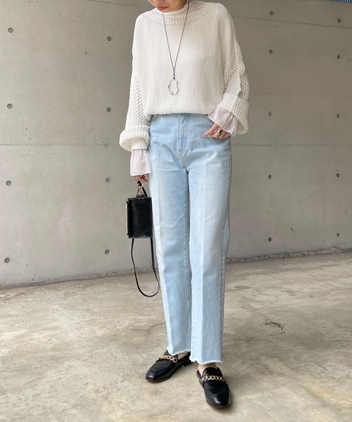 DouDou（ドゥドゥ）の「袖異素材フリルプルオーバー（Tシャツ/カットソー・レディース・オフホワイト/ライトグレー/ブラック・FREE）」の17枚目の写真