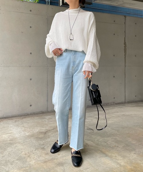 DouDou（ドゥドゥ）の「袖異素材フリルプルオーバー（Tシャツ/カットソー・レディース・オフホワイト/ライトグレー/ブラック・FREE）」の19枚目の写真