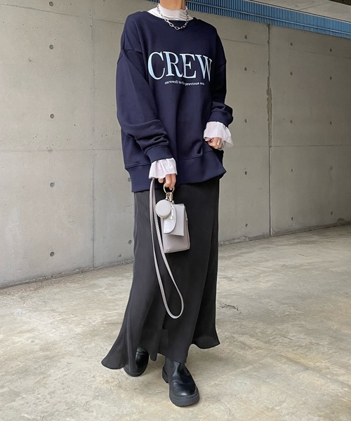 DouDou（ドゥドゥ）の「袖異素材フリルプルオーバー（Tシャツ/カットソー・レディース・オフホワイト/ライトグレー/ブラック・FREE）」の6枚目の写真