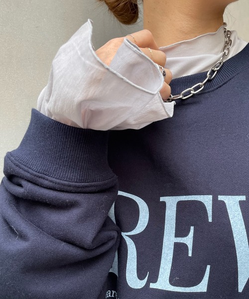 DouDou（ドゥドゥ）の「袖異素材フリルプルオーバー（Tシャツ/カットソー・レディース・オフホワイト/ライトグレー/ブラック・FREE）」の14枚目の写真