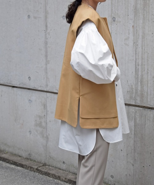 Marient（マリエント）の「ダブルヘムカラーレスジレ（ベスト・レディース・ブラック/ベージュ・FREE）」の6枚目の写真