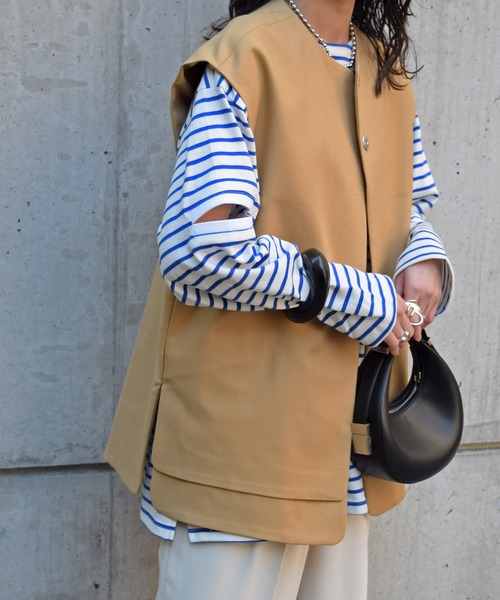 Marient（マリエント）の「ダブルヘムカラーレスジレ（ベスト・レディース・ブラック/ベージュ・FREE）」の9枚目の写真