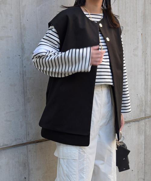 Marient（マリエント）の「ダブルヘムカラーレスジレ（ベスト・レディース・ブラック/ベージュ・FREE）」の18枚目の写真