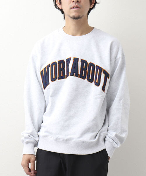 NOLLEY'S goodman（ノーリーズグッドマン）の「【WORK ABOUT/ワークアバウト】 COLLEGE SWEAT カレッジスウェット カレッジロゴ（スウェット・メンズ・ライトグレー/ダークグリーン/オフホワイト・MEDIUM/LARGE）」の2枚目の写真