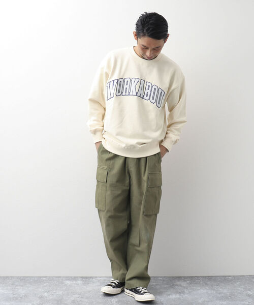 NOLLEY'S goodman（ノーリーズグッドマン）の「【WORK ABOUT/ワークアバウト】 COLLEGE SWEAT カレッジスウェット カレッジロゴ（スウェット・メンズ・ライトグレー/ダークグリーン/オフホワイト・MEDIUM/LARGE）」の4枚目の写真