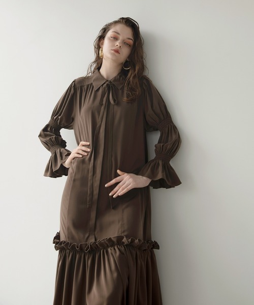 MIELI INVARIANT（ミエリインヴァリアント）の「Candy Sleeve Shirt Dress（ワンピース・レディース・ブラウン/ブラック・FREE）」の13枚目の写真