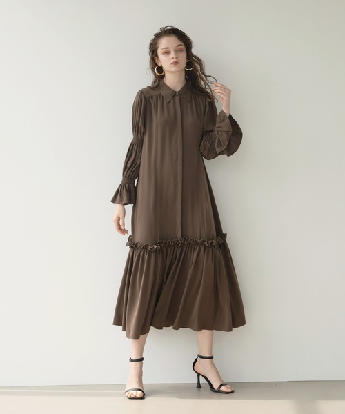 MIELI INVARIANT（ミエリインヴァリアント）の「Candy Sleeve Shirt Dress（ワンピース・レディース・ブラウン/ブラック・FREE）」の6枚目の写真
