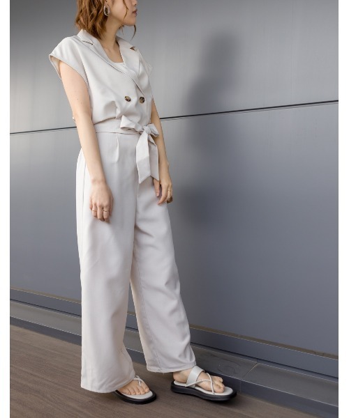 SpRay（スプレイ）の「リネンライクオールインワン（つなぎ/オールインワン・レディース・ブラック/アイボリー/モカ・FREE）」の13枚目の写真