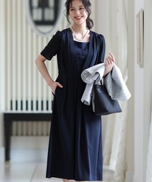 タック パーティー ドレス 大きいサイズ ロング&袖あり 結婚式 フォーマル オケージョンドレス お呼ばれ 二次会 成人式 同窓会 謝恩会 20代 30代