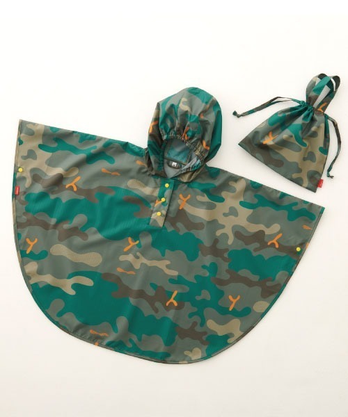 392 plusm（サンキューニプリュスエム）の「Kids Rain Poncho - camouflage - 641988（レインコート/ポンチョ・キッズ・ベージュ/グリーン・M）」の3枚目の写真