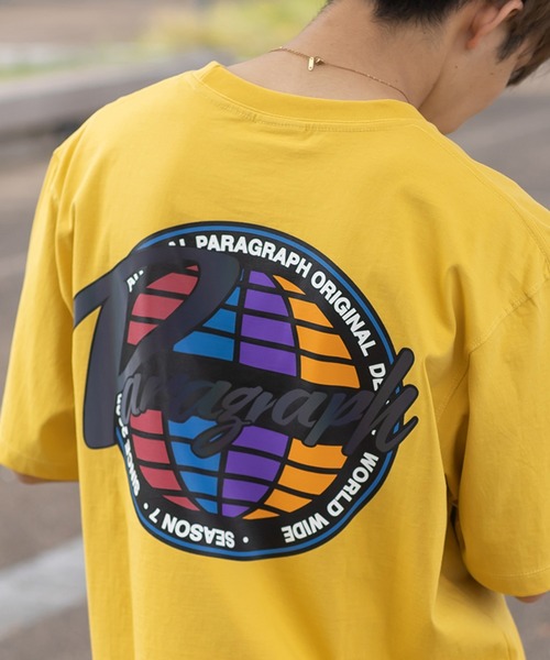 Paragraph（パラグラフ）の「【PARAGRAPH／パラグラフ】カラーアースグラデーションロゴTシャツ/バックプリント/ビッグシルエット（Tシャツ/カットソー・メンズ・パープル/グリーン/アッシュグレー/オレンジ/チャコールグレー/イエロー・FREE）」の5枚目の写真