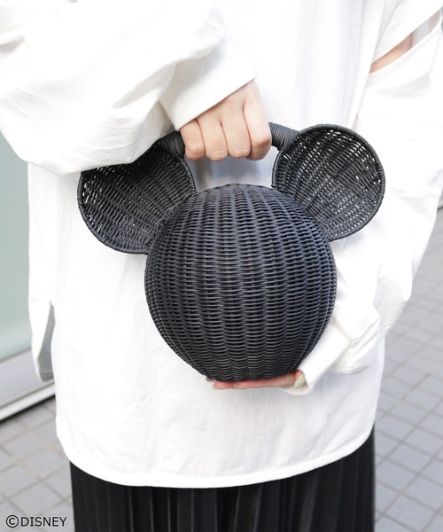 ACCOMMODE(アコモデ)の「MICKEY MOUSE Wicker bag / ミッキーマウス ウィッカーバッグ S(かごバッグ・レディース・ブラック/ベージュ・FREE)」の4枚目の写真