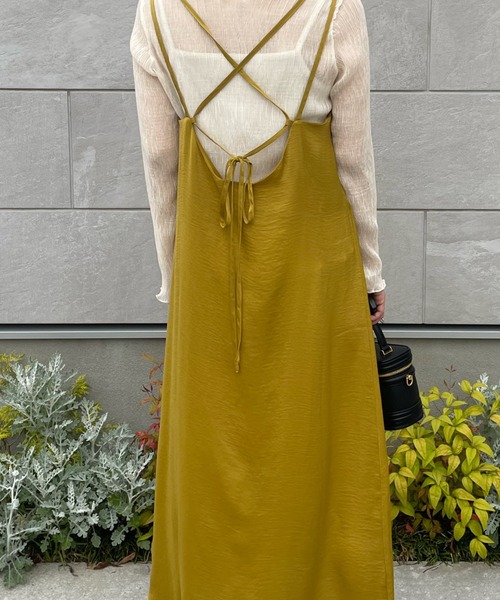 y/m by misato(イムバイミサト)の「ビンテージサテンキャミワンピース(ワンピース・レディース・ブラック/イエロー/モカ・FREE)」の12枚目の写真