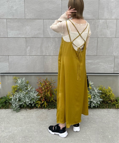 y/m by misato(イムバイミサト)の「ビンテージサテンキャミワンピース(ワンピース・レディース・ブラック/イエロー/モカ・FREE)」の10枚目の写真