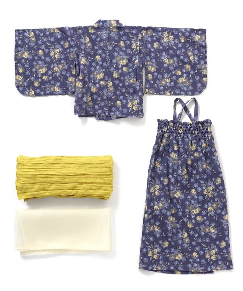 Ampersand（アンパサンド）の「フラワー柄浴衣（浴衣・キッズ・ネイビー/オフホワイト・80/90/100/110/140/120/130）」の8枚目の写真