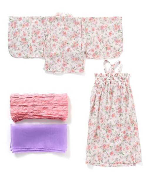 Ampersand（アンパサンド）の「フラワー柄浴衣（浴衣・キッズ・ネイビー/オフホワイト・80/90/100/110/140/120/130）」の3枚目の写真