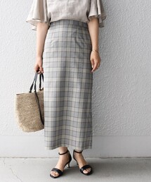 *〈手洗い可能〉ツイルチェックスカート◆
