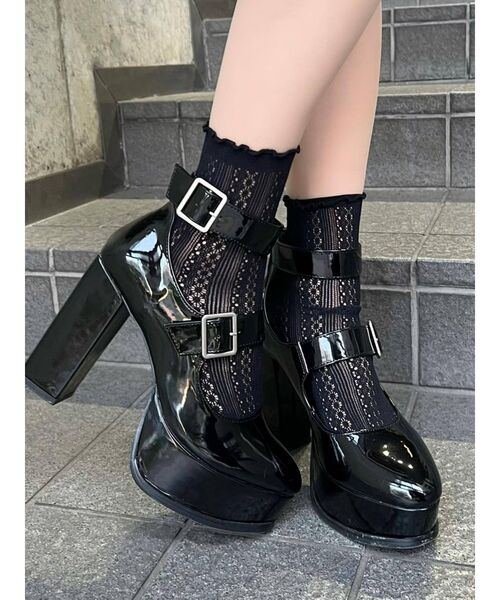 EATME（イートミー）の「ダブルベルトパンプス（パンプス・レディース・バーガンディー/その他1/ブラック・S/M/L）」の17枚目の写真