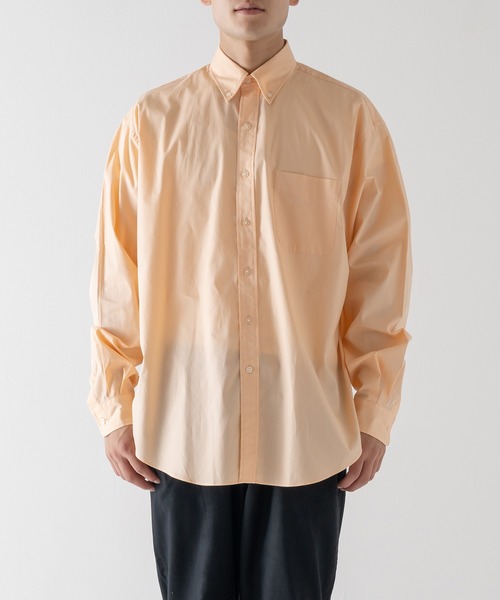 オーバーサイズボックスシャツ　ブラウン オーバーサイズフィット ウォッシュドスウェットシャツ