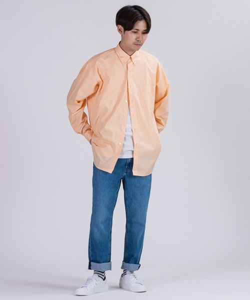 BRICK & SONS（ブリックアンドサンズ）の「オーバーサイズ ブロードシャツ＜オレンジ＞（シャツ/ブラウス・メンズ・オレンジ・LL/M/L）」の6枚目の写真