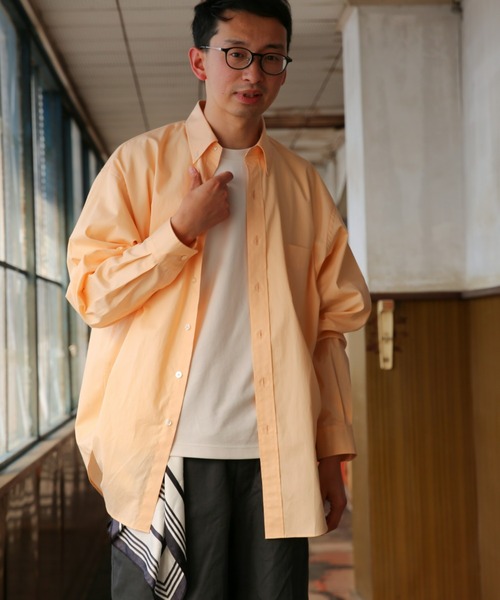 BRICK & SONS（ブリックアンドサンズ）の「オーバーサイズ ブロードシャツ＜オレンジ＞（シャツ/ブラウス・メンズ・オレンジ・LL/M/L）」の14枚目の写真
