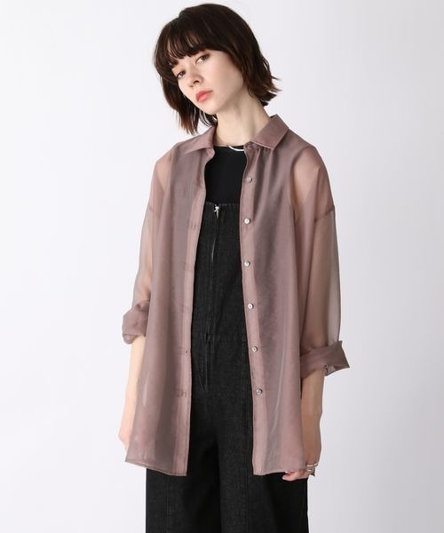 JEANASIS(ジーナシス)の「シャンブレーシアーシャツLS/352707(シャツ/ブラウス・レディース・ブラック/ブラウン/オフホワイト/ピンクベージュ・FREE)」の4枚目の写真