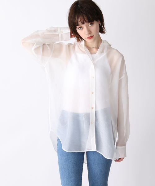 JEANASIS(ジーナシス)の「シャンブレーシアーシャツLS/352707(シャツ/ブラウス・レディース・ブラック/ブラウン/オフホワイト/ピンクベージュ・FREE)」の13枚目の写真