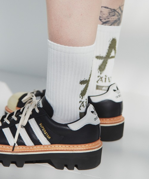 AIVER（アイバー）の「AIVER　Aロゴソックス　MADE IN JAPAN（ソックス/靴下・メンズ・ブラック/オフホワイト/カーキ・FREE）」の9枚目の写真