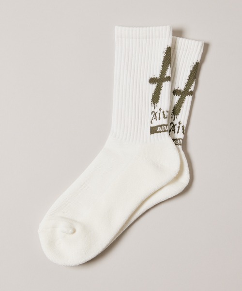 AIVER（アイバー）の「AIVER　Aロゴソックス　MADE IN JAPAN（ソックス/靴下・メンズ・ブラック/オフホワイト/カーキ・FREE）」の4枚目の写真