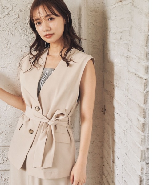 mysty woman（ミスティウーマン）の「ウエストマークジレトップス　299418（ベスト・レディース・ダークブラウン/ライトブラウン/ベージュ・FREE）」の3枚目の写真