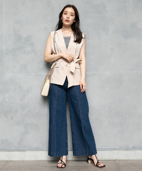 mysty woman（ミスティウーマン）の「ウエストマークジレトップス　299418（ベスト・レディース・ダークブラウン/ライトブラウン/ベージュ・FREE）」の4枚目の写真