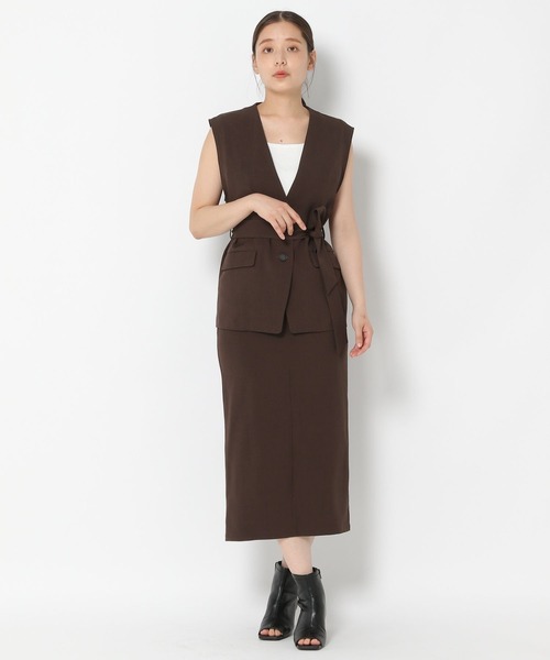 mysty woman（ミスティウーマン）の「ウエストマークジレトップス　299418（ベスト・レディース・ダークブラウン/ライトブラウン/ベージュ・FREE）」の6枚目の写真