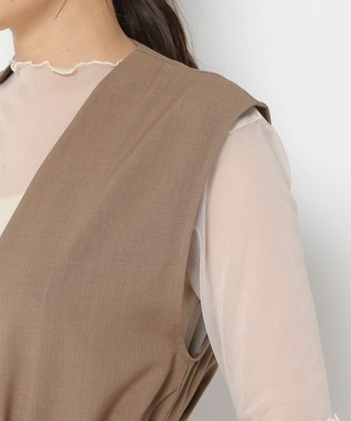 mysty woman（ミスティウーマン）の「ウエストマークジレトップス　299418（ベスト・レディース・ダークブラウン/ライトブラウン/ベージュ・FREE）」の11枚目の写真