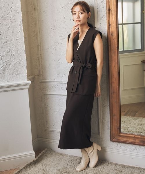 mysty woman（ミスティウーマン）の「ウエストマークジレトップス　299418（ベスト・レディース・ダークブラウン/ライトブラウン/ベージュ・FREE）」の22枚目の写真