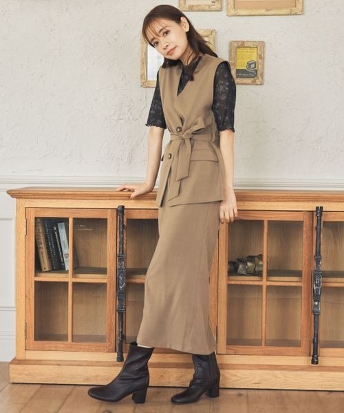 ロージーモンスター　2wayドッキングジレ　ベスト RANAN ベスト ジレ 2way麻調素材ロングジレ レディース