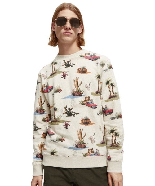 SCOTCH&SODA(スコッチアンドソーダ)の「【SCOTCH & SODA】Printed crewneck sweater(スウェット・メンズ・グレー・S)」の3枚目の写真