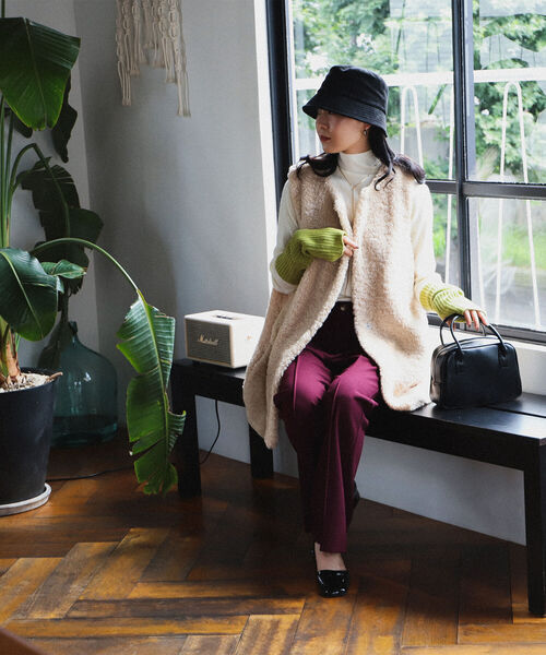 BeAMS DOT（ビームスドット）の「【WEB限定】BeAMS DOT / プードル ボア ロングベスト（ベスト・レディース・ベージュ/グレー系その他・FREE）」の8枚目の写真