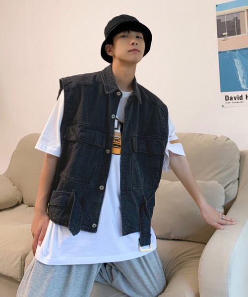 MGV（エムジーヴィー）の「ウエストマークデニムベスト（ベスト・メンズ・ブラック/ブルー・MEDIUM/LARGE/X-LARGE）」の7枚目の写真