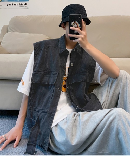 MGV（エムジーヴィー）の「ウエストマークデニムベスト（ベスト・メンズ・ブラック/ブルー・MEDIUM/LARGE/X-LARGE）」の9枚目の写真