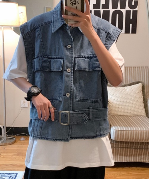 MGV（エムジーヴィー）の「ウエストマークデニムベスト（ベスト・メンズ・ブラック/ブルー・MEDIUM/LARGE/X-LARGE）」の12枚目の写真