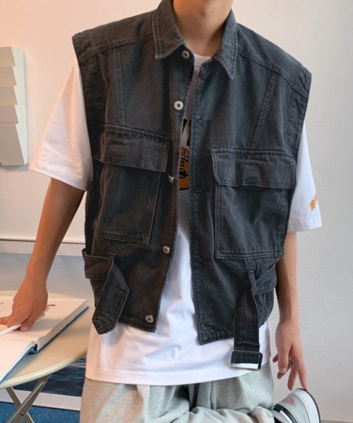 MGV（エムジーヴィー）の「ウエストマークデニムベスト（ベスト・メンズ・ブラック/ブルー・MEDIUM/LARGE/X-LARGE）」の5枚目の写真