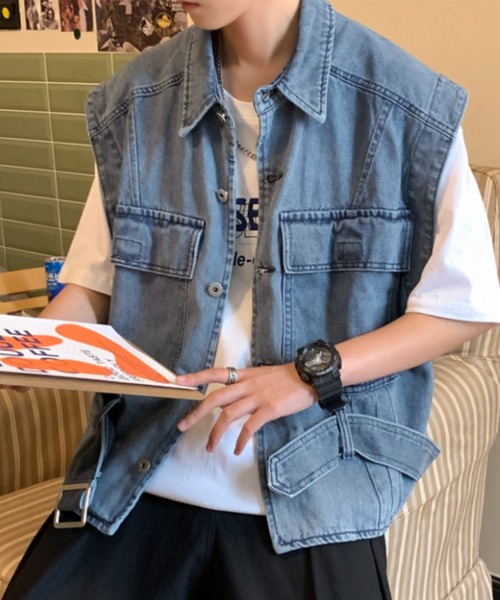 MGV（エムジーヴィー）の「ウエストマークデニムベスト（ベスト・メンズ・ブラック/ブルー・MEDIUM/LARGE/X-LARGE）」の17枚目の写真