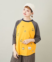 CUBE SUGAR（キューブシュガー）の「総柄アウトドア刺繍7分袖クルーネックTシャツ（Tシャツ/カットソー）」