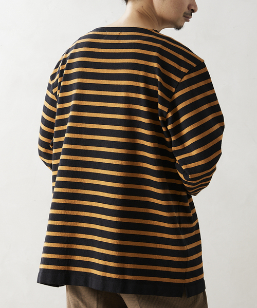 yonetomi 別注 WAVE COTTON バスクシャツ 3 WAVE COTTON BASQUE KNIT PULLOVER 〈BOAT NECK〉 - Yonetomi