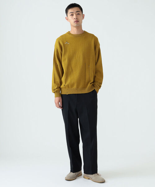 BEAMS（ビームス）の「BEAMS / 7ゲージ ダメージ ルーズ クルーネック ニット（ニット/セーター・メンズ・ブラック/マスタード・S/M/L/XL）」の17枚目の写真
