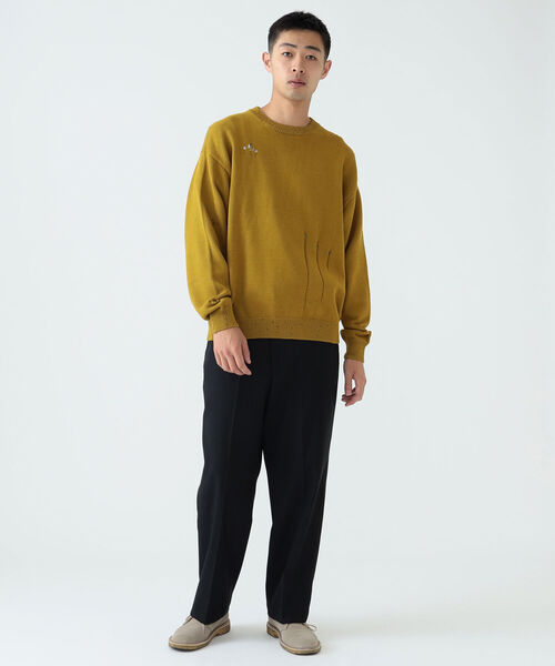 BEAMS（ビームス）の「BEAMS / 7ゲージ ダメージ ルーズ クルーネック ニット（ニット/セーター・メンズ・ブラック/マスタード・S/M/L/XL）」の4枚目の写真