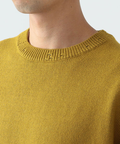 BEAMS（ビームス）の「BEAMS / 7ゲージ ダメージ ルーズ クルーネック ニット（ニット/セーター・メンズ・ブラック/マスタード・S/M/L/XL）」の18枚目の写真